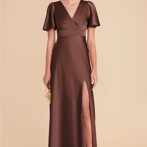 Birdy Grey Marni Dress in Matte Satin Chocolate Brown